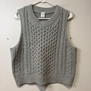 Melrose and Market Women's Gray Cable‎ Knit Sleeveless Sweater Vest Layering L